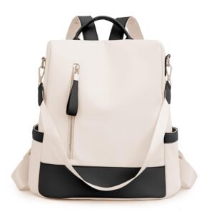 IRMAO 2024 New Artistic National Style Oxford Small Capacity Antitheft Women's Bag Generation Backpack (CreamBlack)