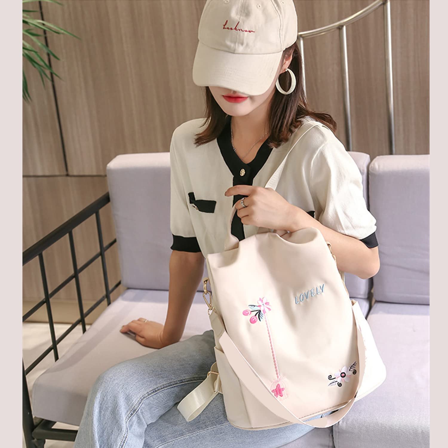 IRMAO 2021 New Flower Embroidered Artistic National Style Oxford Small Capacity Women's Bag Generation Backpack - Image 7